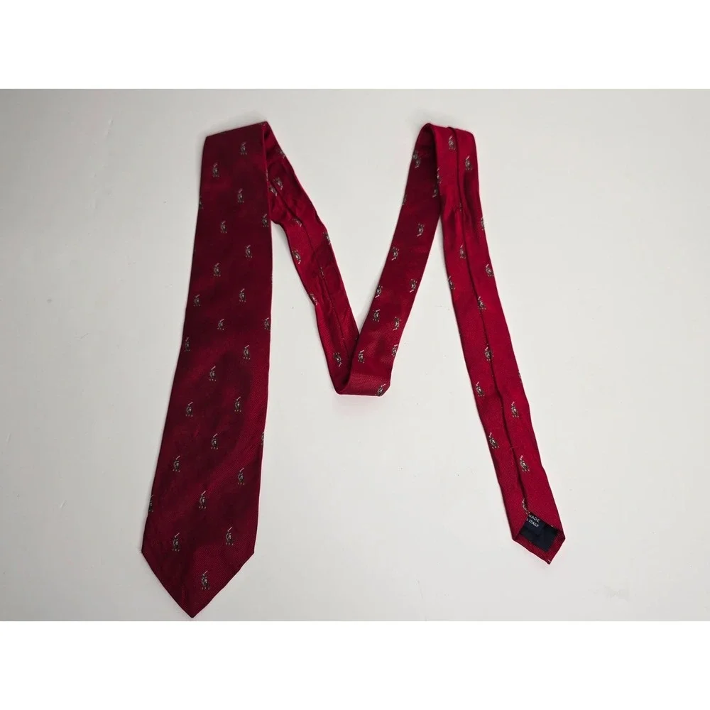 Polo Ralph Lauren Tie Red Horse Jockey Woven Vintage Equestrian Necktie Silk